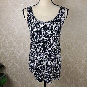 Pure Energy Size 2X Blue White Pattern Tank Top Scoop Neck Sleeveless NWT
